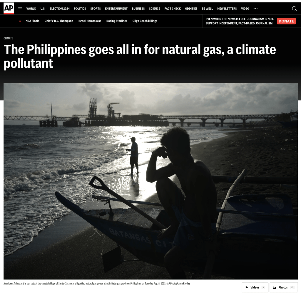 IN THE NEWS: The Philippines goes all in for natural gas, a climate pollutant